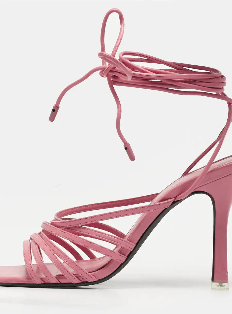 Black Suede Studio Size 40 Pink Leather Ankle Strap Sandals