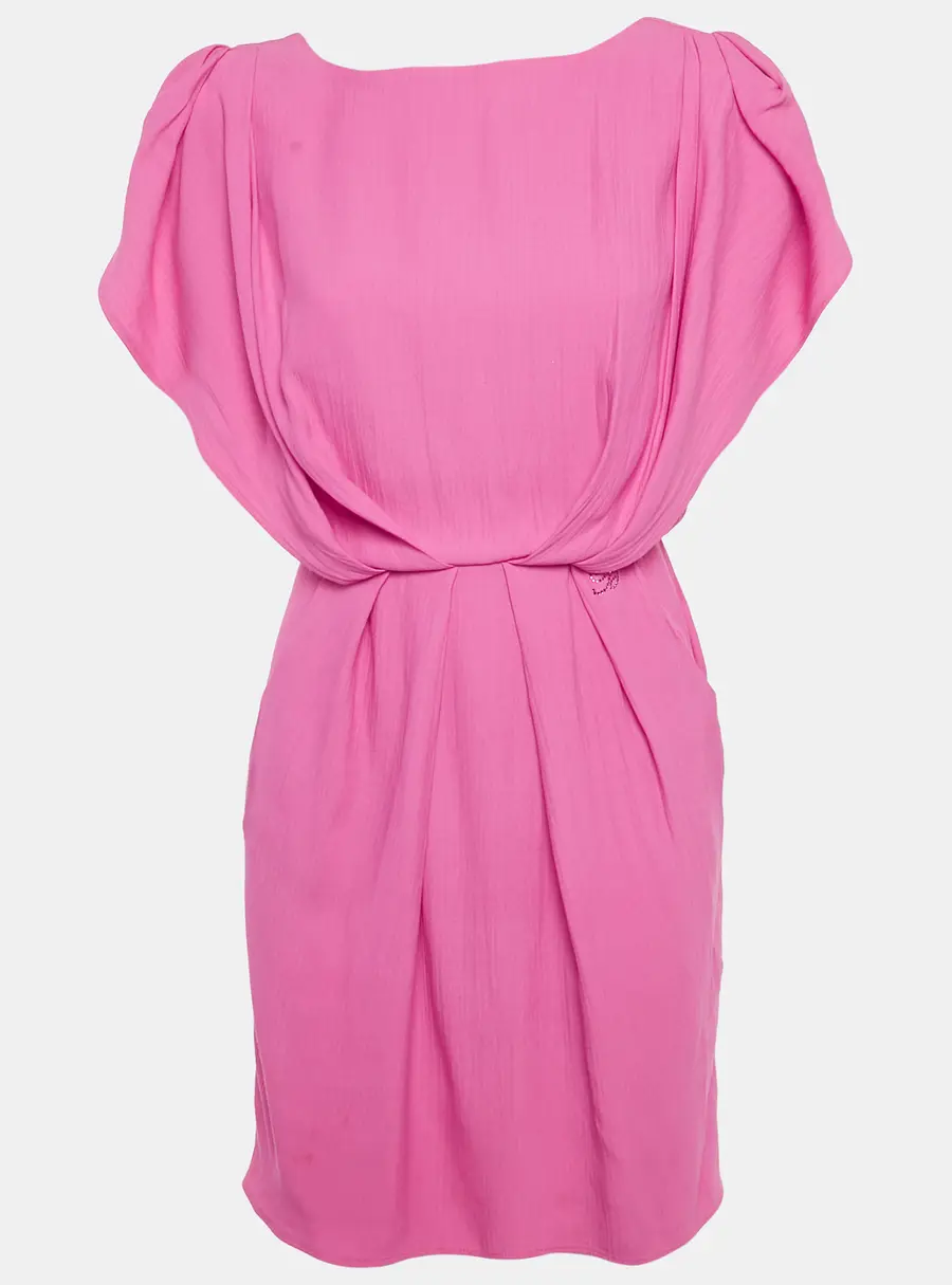 Blumarine Pink Crepe Sleeveless Bateau Mini Dress S