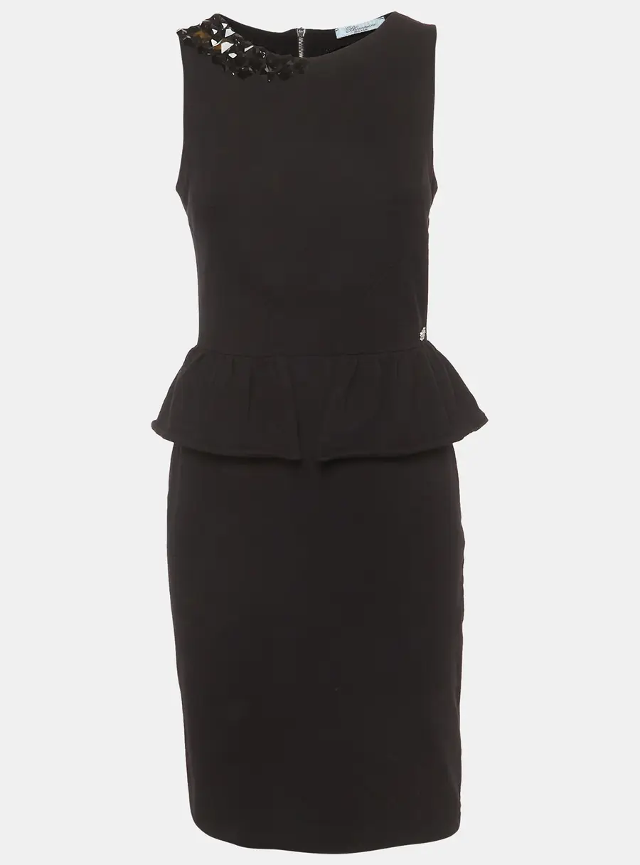 Blumarine Black Jersey Embellished Sleeveless Midi Dress M