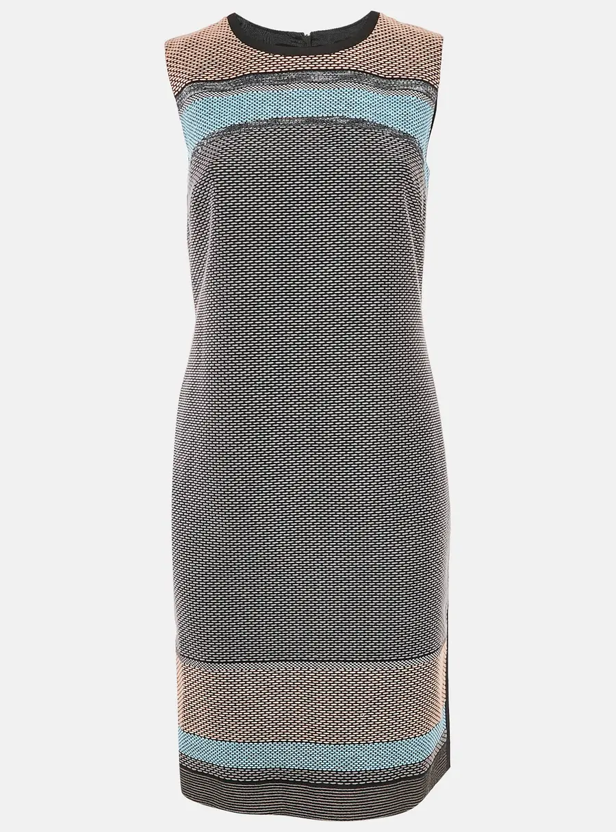 Boss By Hugo Boss Black/Blue Textured Cotton Blend Short Dress S