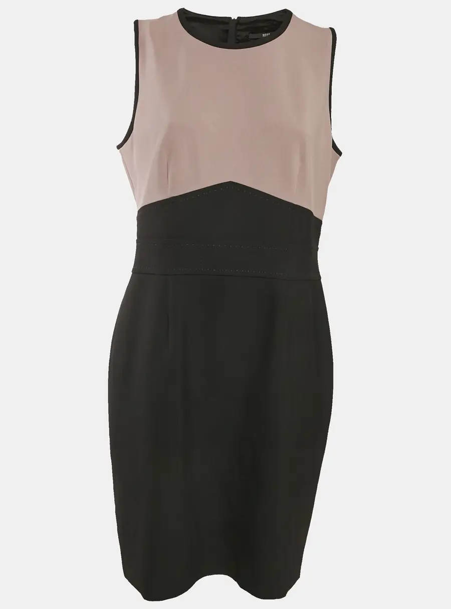 Boss by Hugo Boss Black/Purple Crepe Sleeveless Dalota Short Dress L