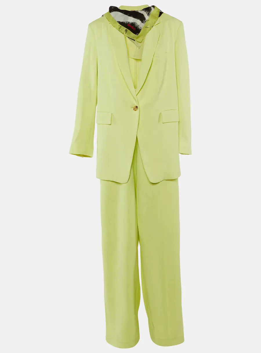 Boss by Hugo Boss Lime Yellow Crepe Jilllam/Tillla Suit Set L
