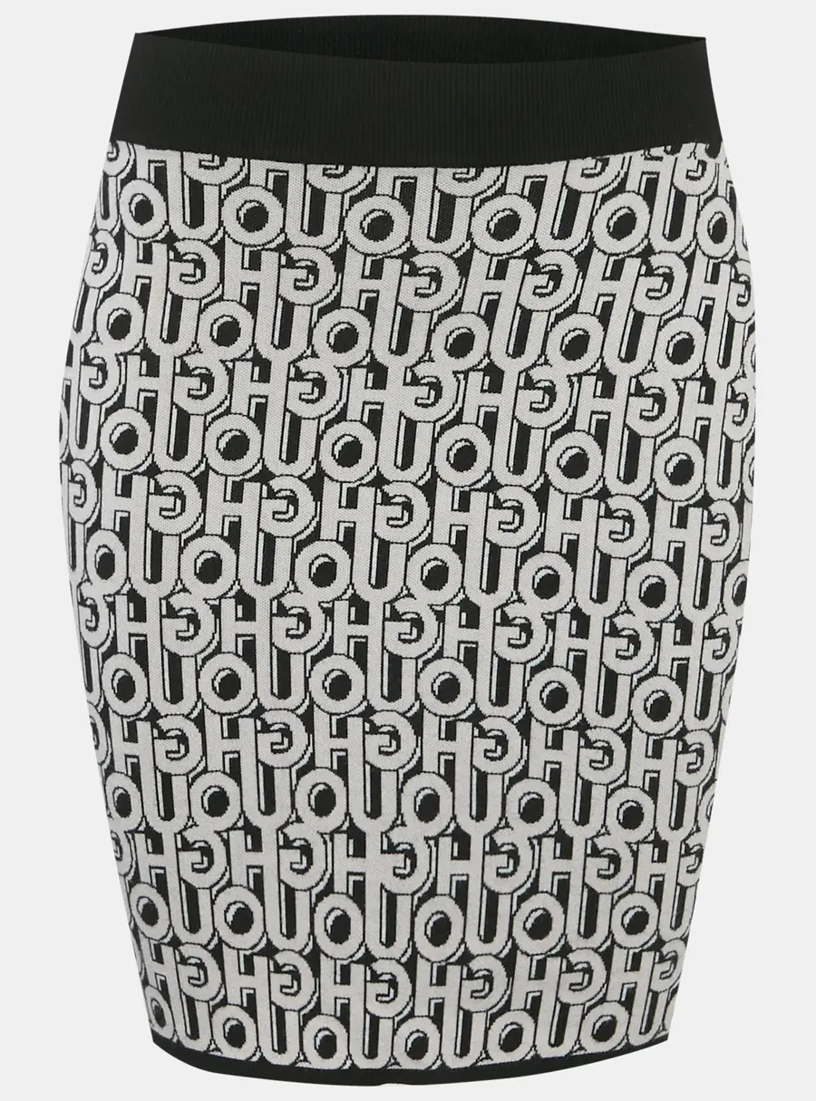 Hugo By Hugo Boss Black Logo Intarsia Knit Mini Skirt S