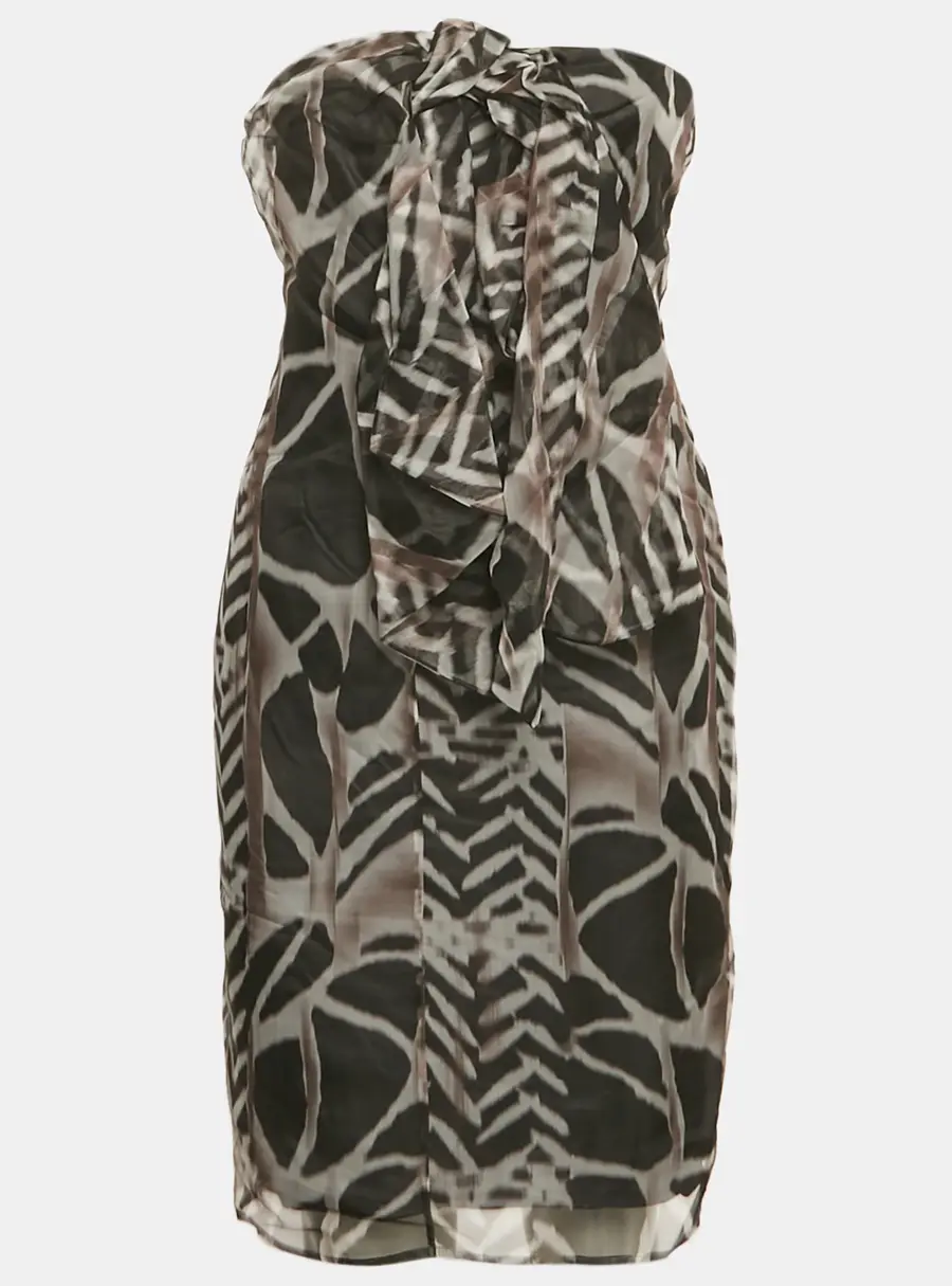 Boss By Hugo Boss Black Abstract Print Strapless Mini Dress S