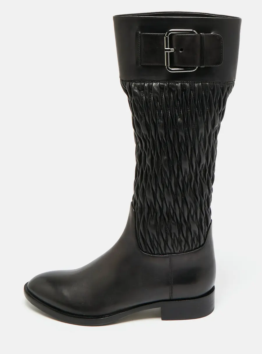 Boss By Hugo Boss Size 38 Black Leather Knee Length Boots