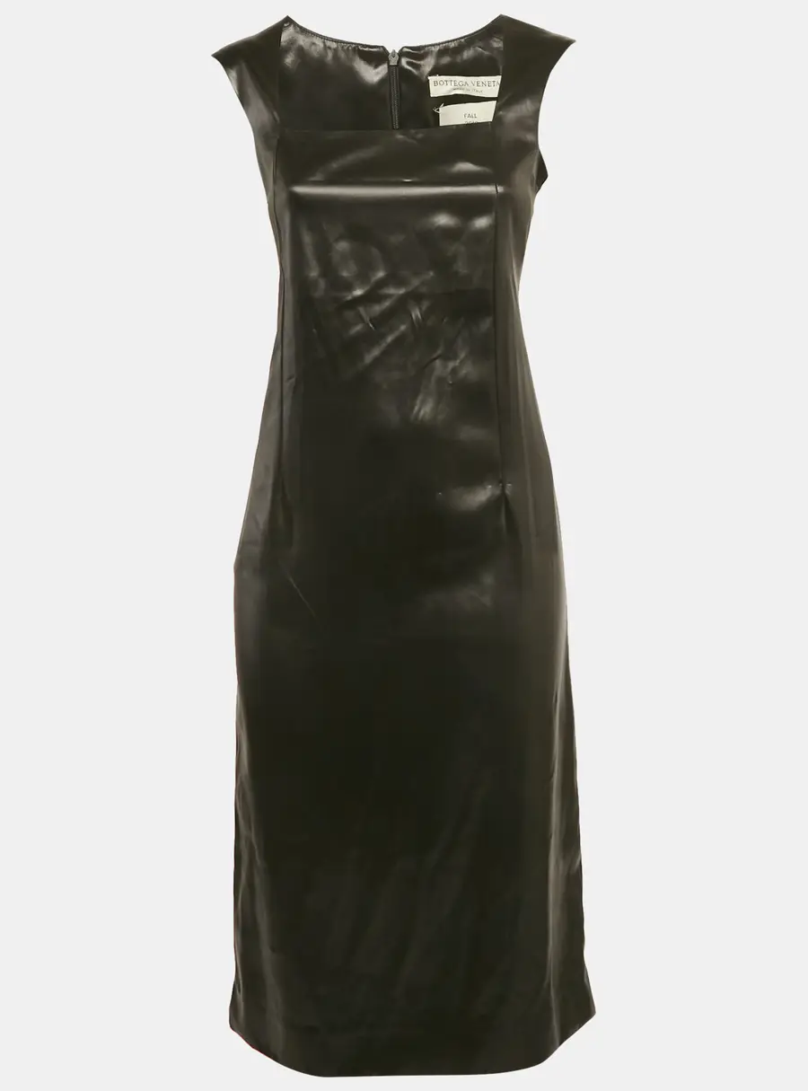 Bottega Veneta Black Leather Tank Dress XS