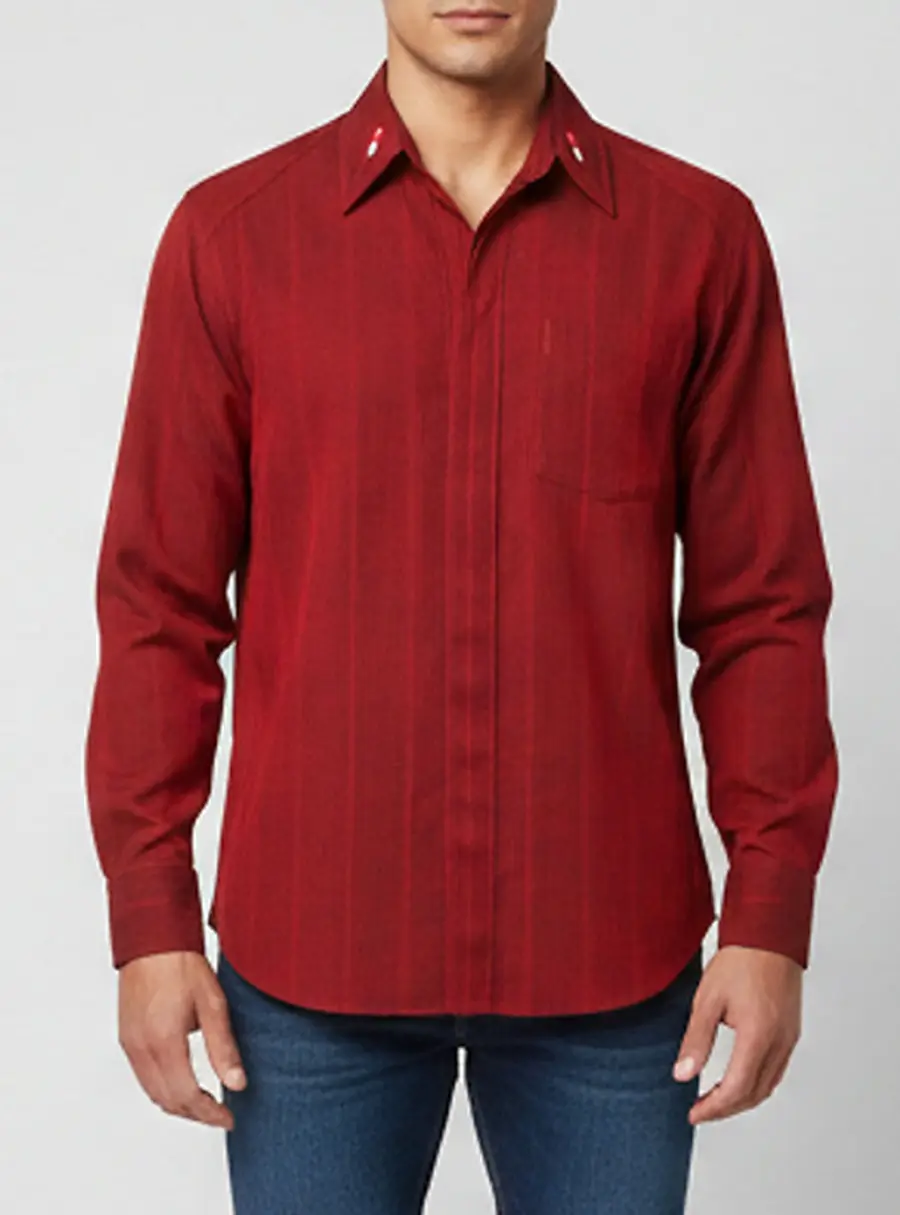 Bottega Veneta Red Striped Wool Blend Pocket Shirt S