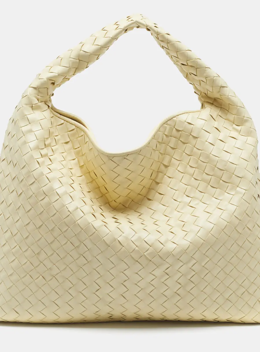 Bottega Veneta Hop Large Yellow Intrecciato Leather Shoulder Bag