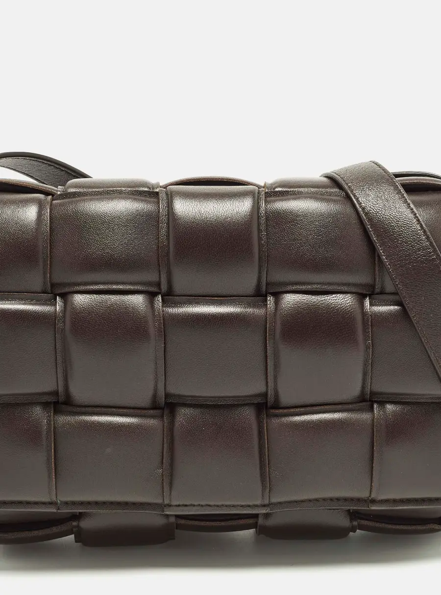 Bottega Veneta Cassette Brown Padded Intreccio Leather Shoulder Bag