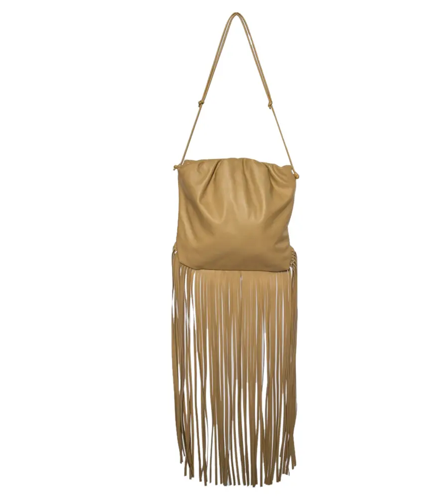 Bottega Veneta Beige Leather Fringe Pouch Hobo