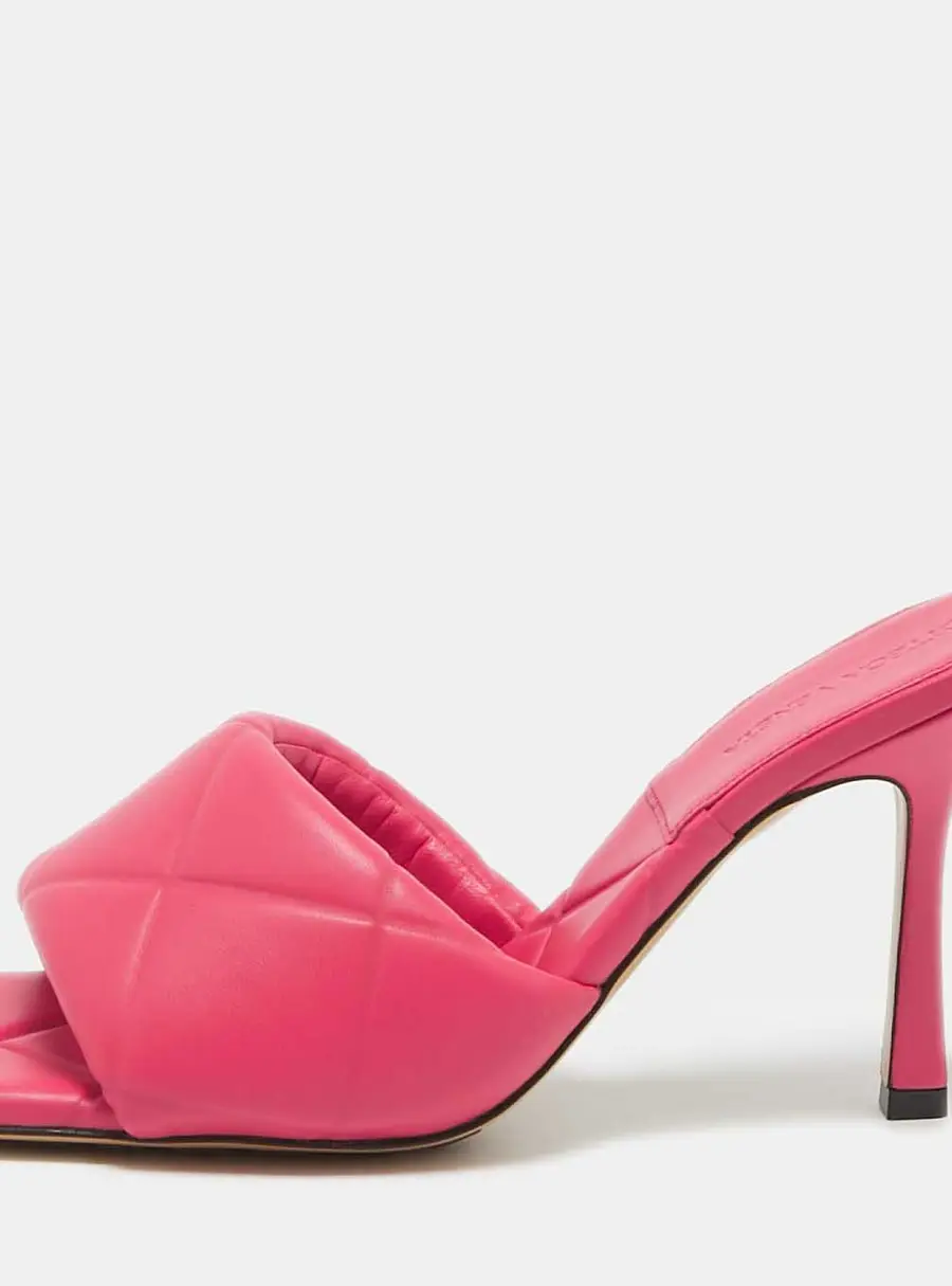 Bottega Veneta Pink Quilted Leather Lido Slide Sandals Size 39