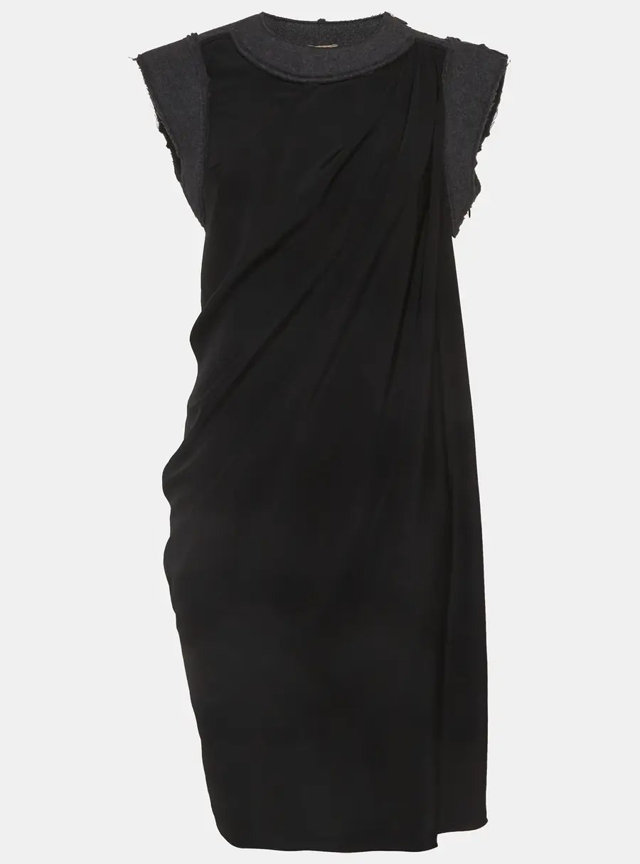 Bottega Veneta Black Jersey Wool Trim Mini Dress S