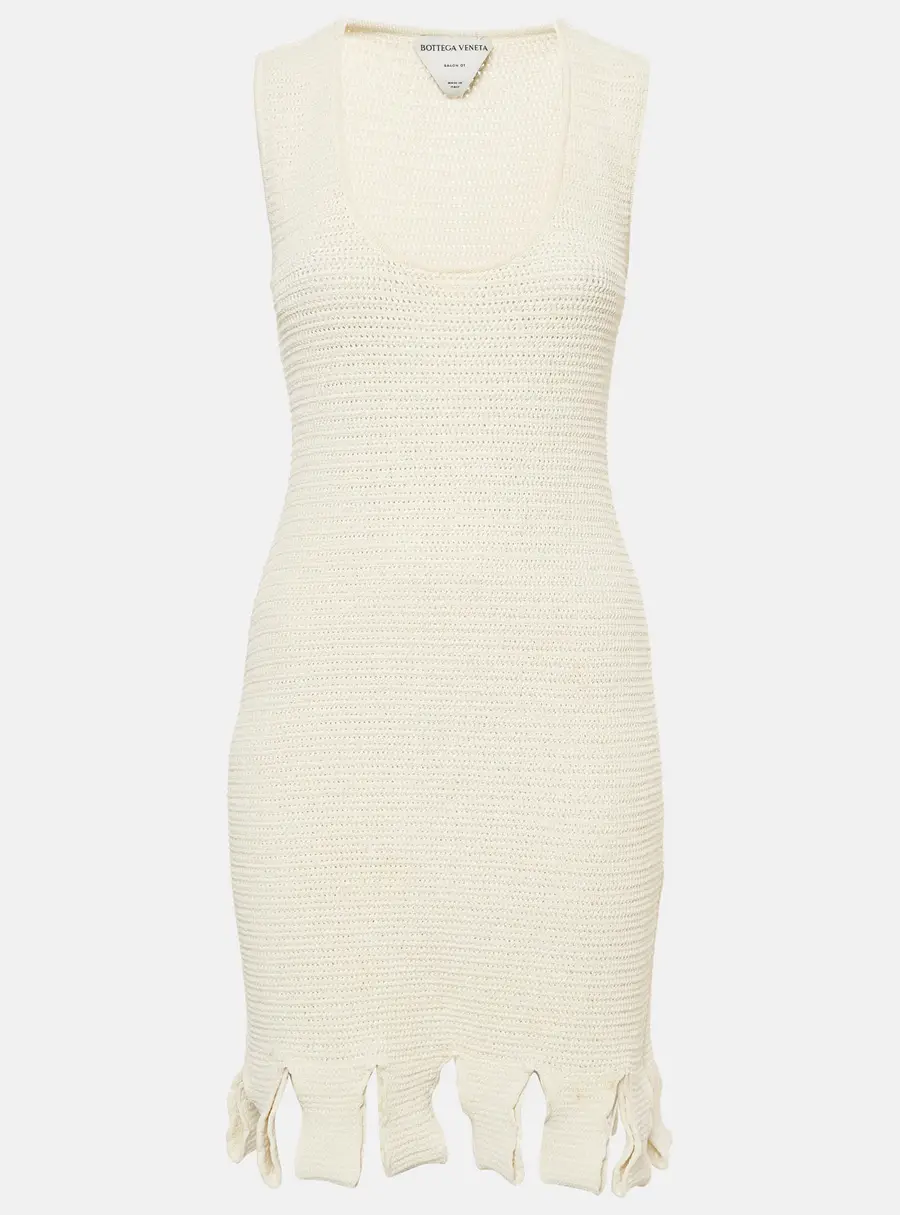 Bottega Veneta White Knit Scoop Neck Sleeveless Mini Dress S