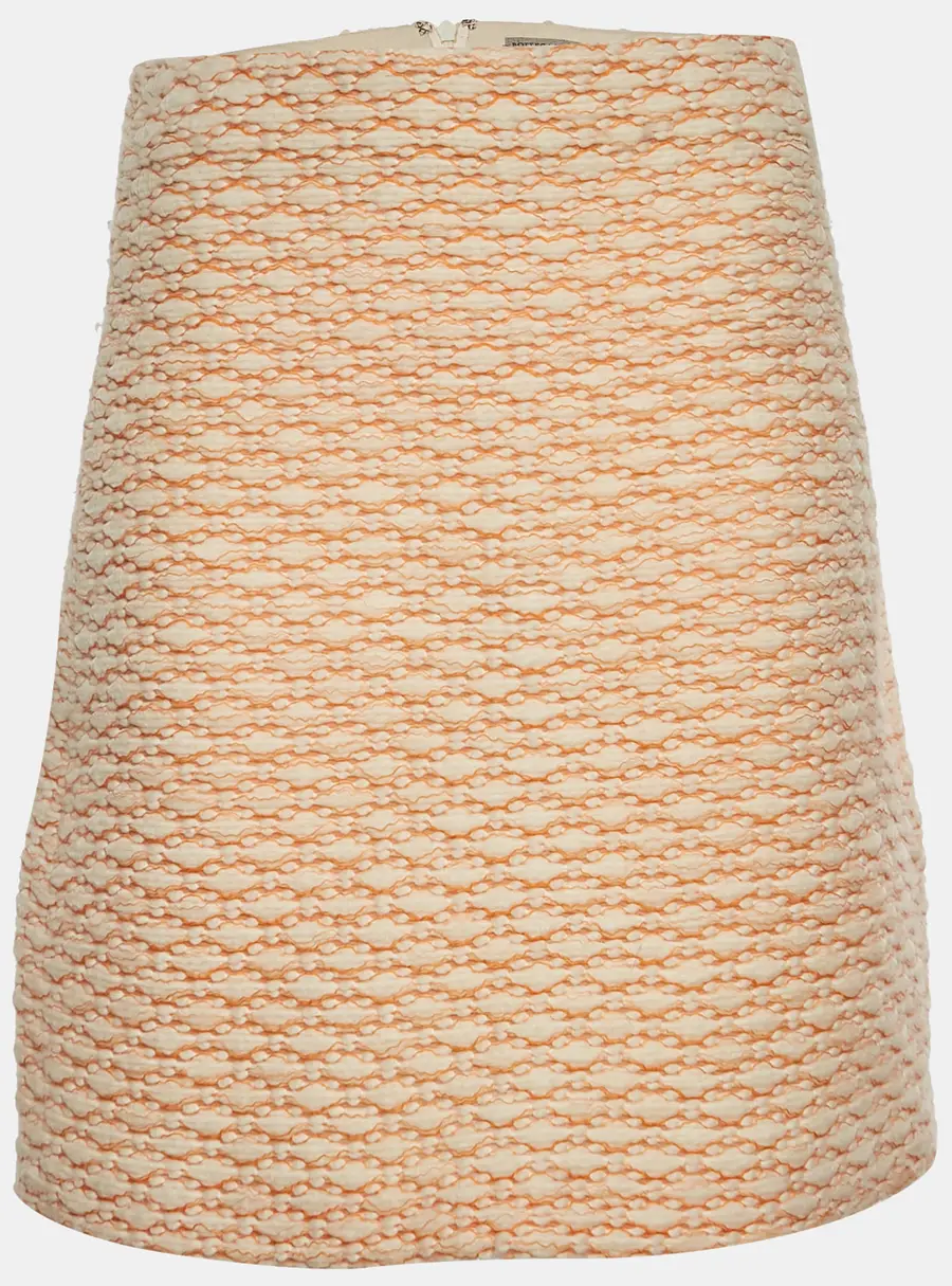 Bottega Veneta Orange Wool Blend Tweed Knee Length Skirt S