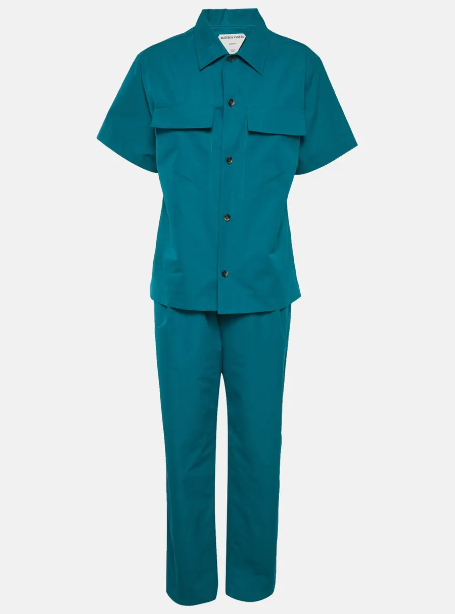 Bottega Veneta Blue Cotton Button Front Set L