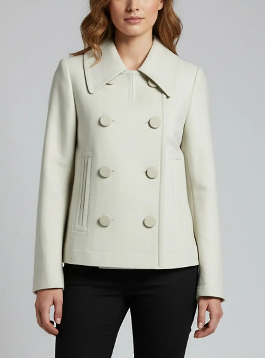 Bottega Veneta Beige Gabardine Double Breasted Caban Jacket S