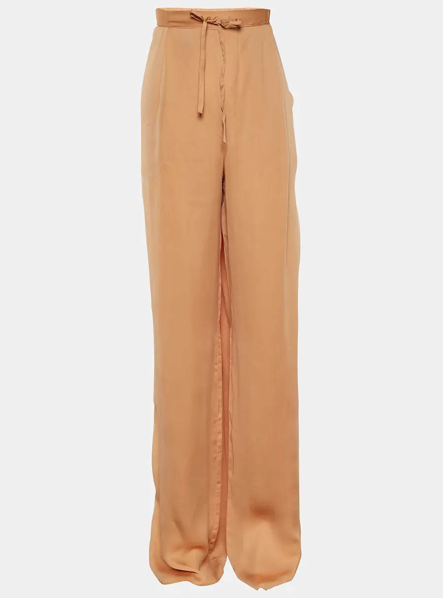 Bottega Veneta Orange Satin Straight Pants M