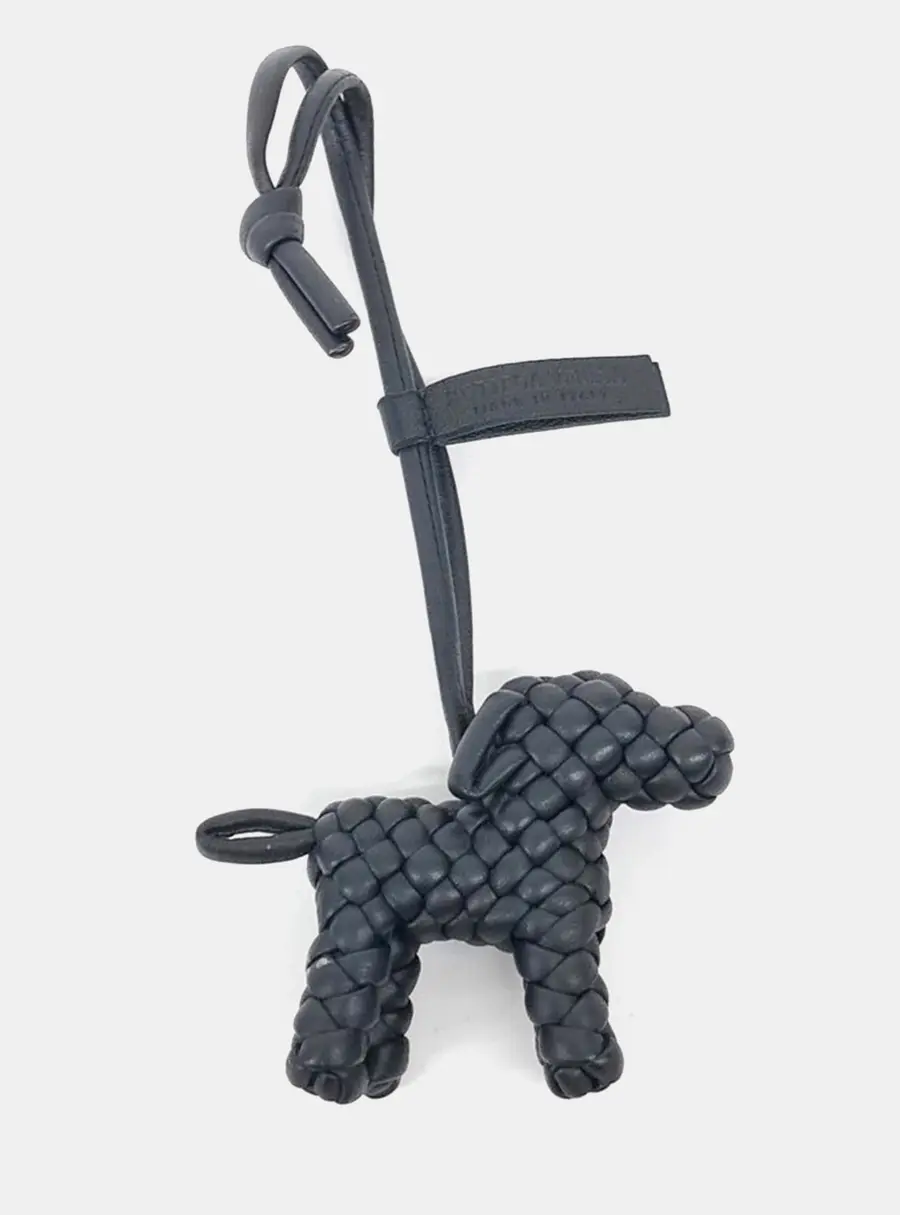 Bottega Veneta Black Leather Dog Bag Charm