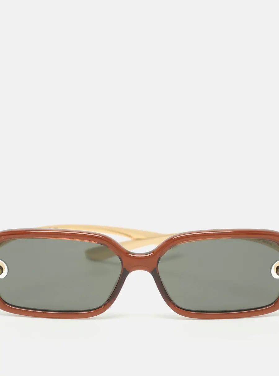 Bottega Veneta Black/Brown Acetate BV1439S 005 Rectangular Sunglasses