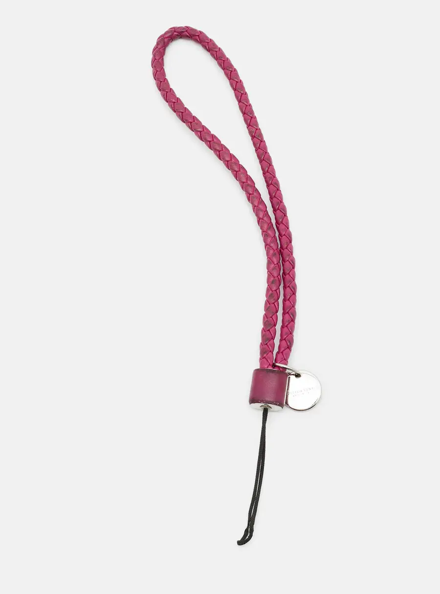 Bottega Veneta Phone Strap Purple Intrecciato Leather