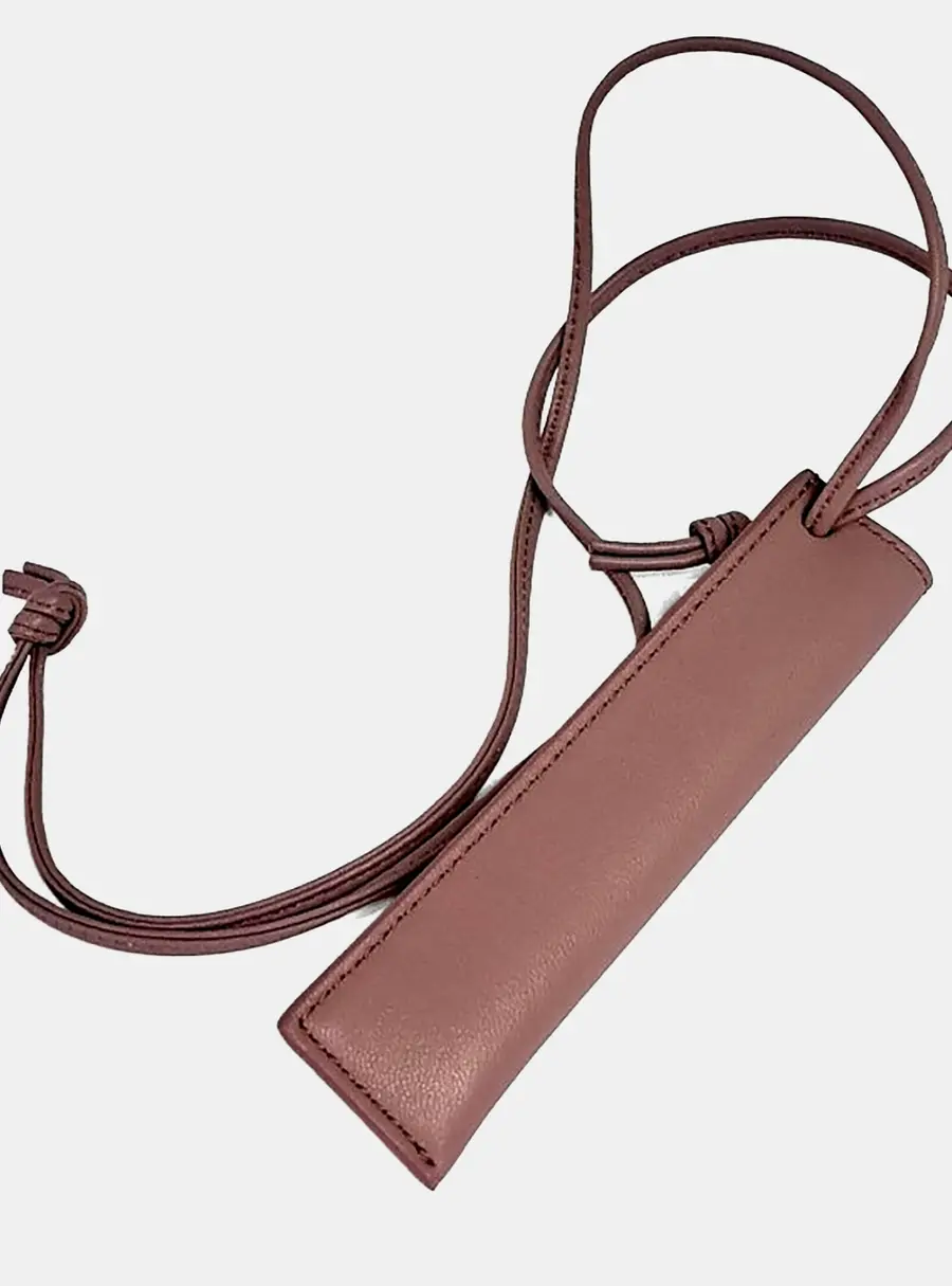 Bottega Veneta Brown Leather Pen Holder And Necklace