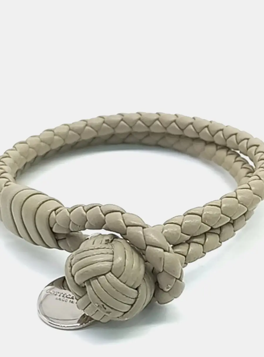 Bottega Veneta Beige Intrecciato Nappa Leather Double Strand Bracelet