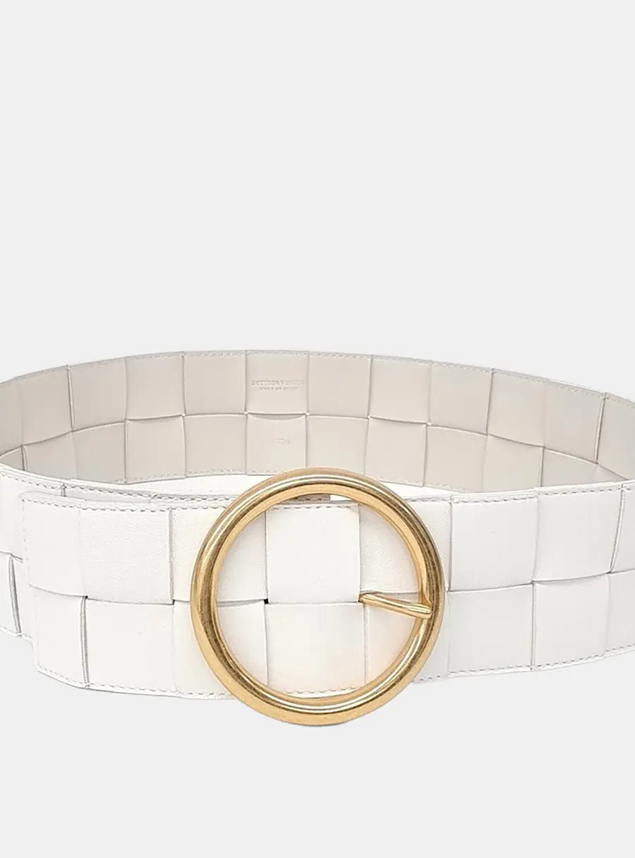 Bottega Veneta Leather White Belt