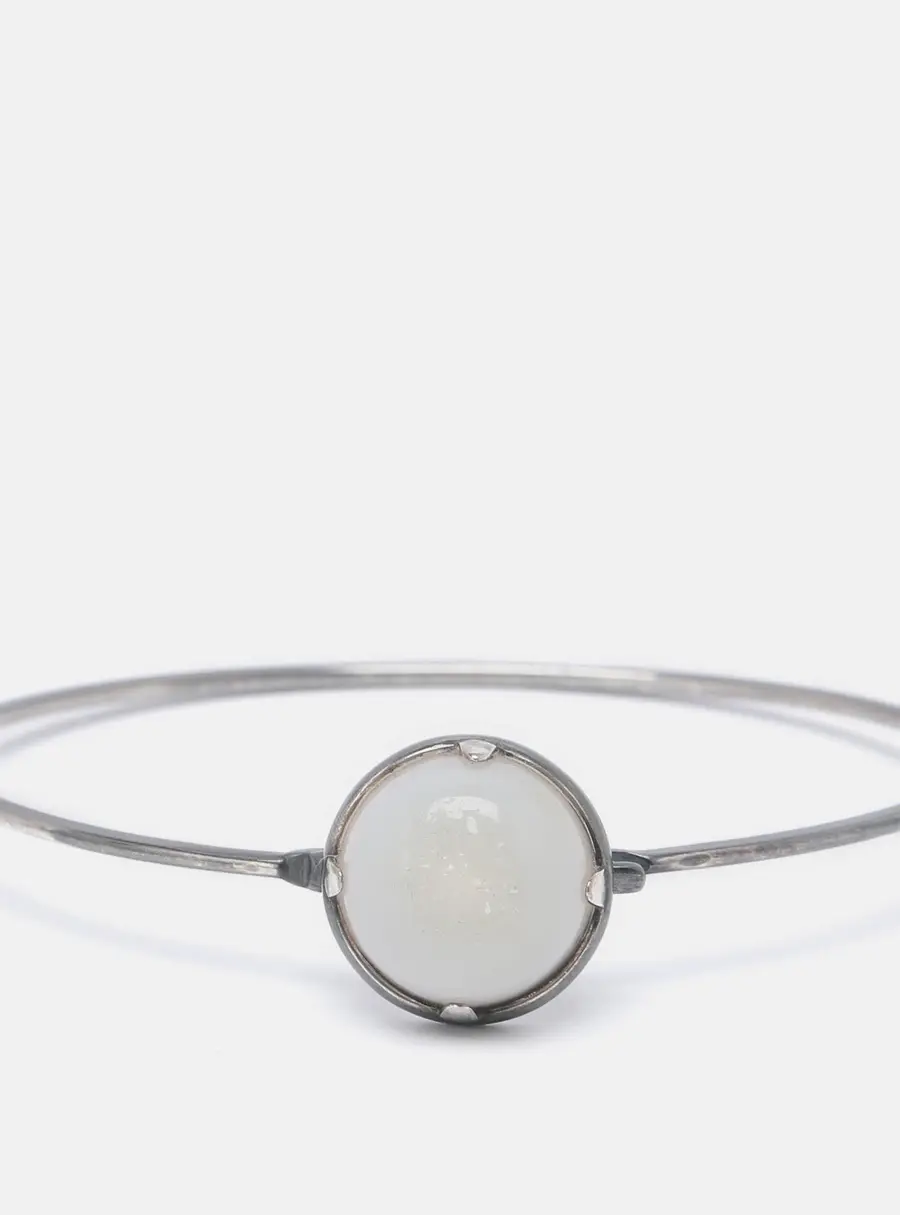 Bottega Veneta Silver 925 White Cabochon Bracelet S