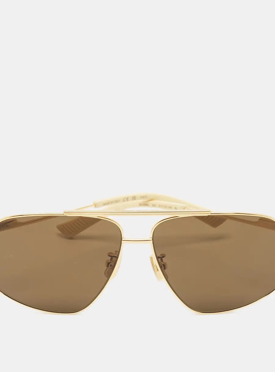 Bottega Veneta Brown/Gold Tone BV1194S Aviator Sunglasses