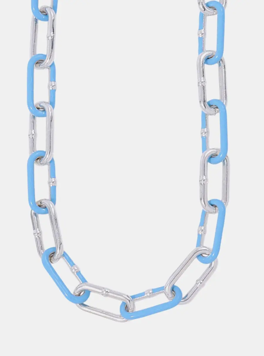 Bottega Veneta Chain Choker Necklace Light Blue Sv925 Light Blueenamel