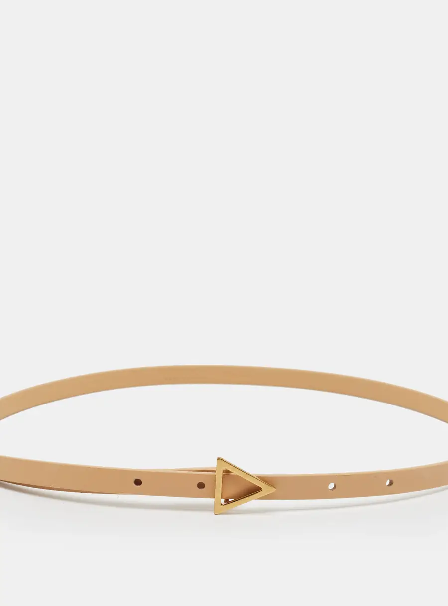 Bottega Veneta 70 CM Slim Buckle Belt Beige Leather