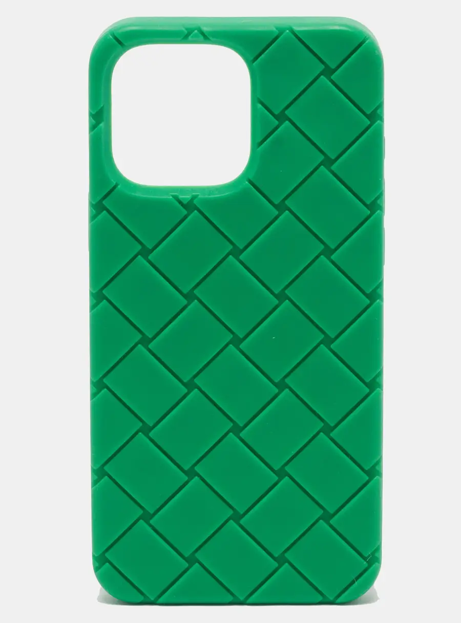 Bottega Veneta iPhone 16 Pro Max Cover Green Intrecciato Rubber