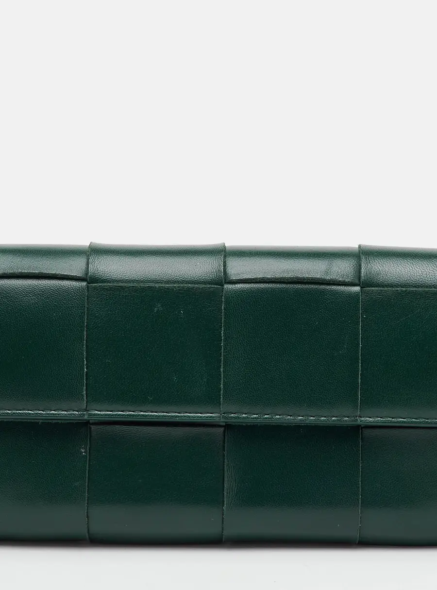 Bottega Veneta Cassette Green Intrecciato Leather Continental Wallet