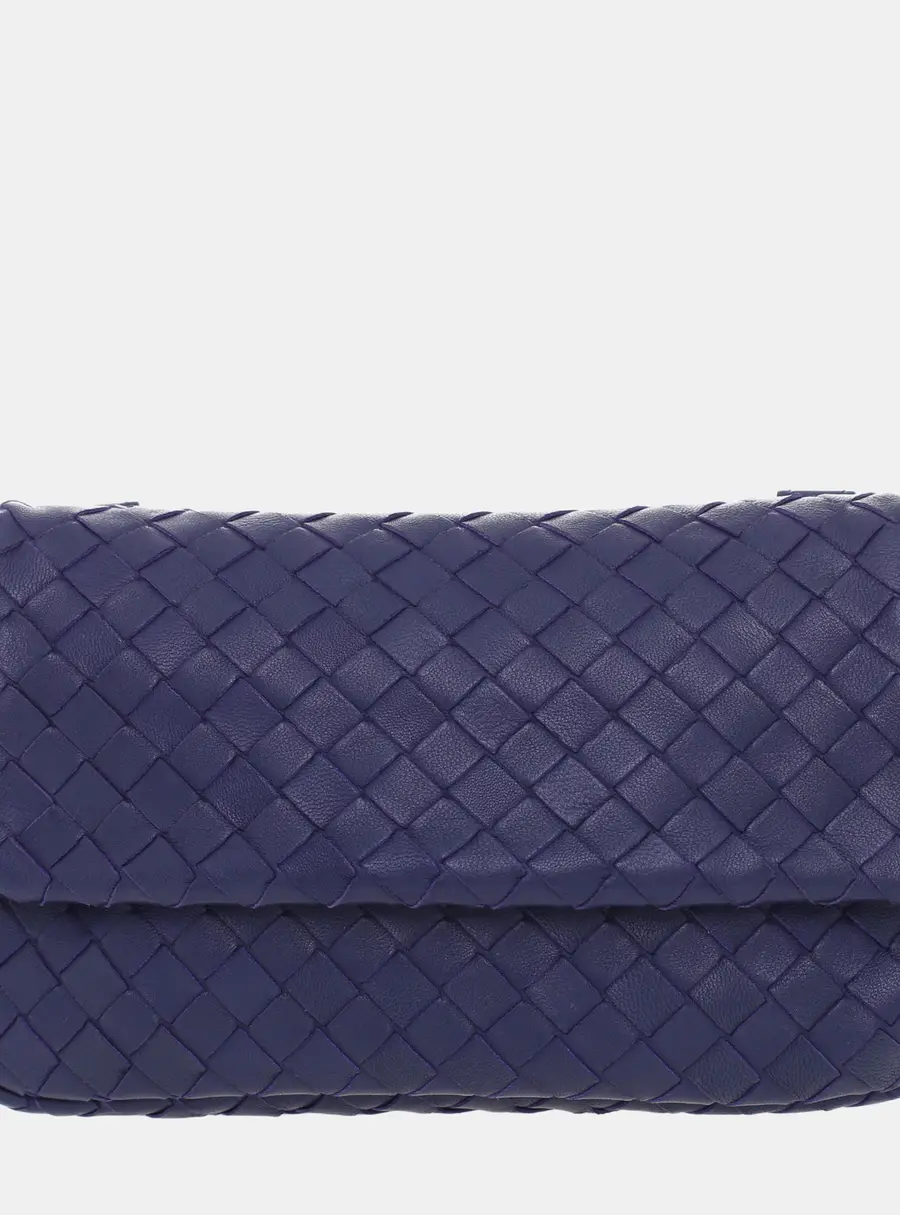 Bottega Veneta Intrecciato Blue Calf Zip Chain Bag