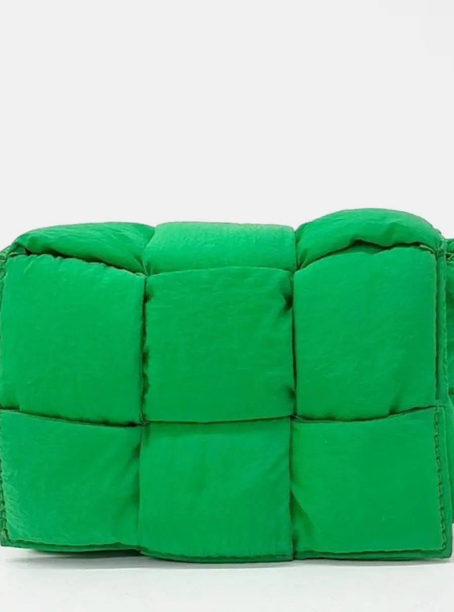 Bottega Veneta Candy Padded Tech Cassette Mini Parakeet Green Nylon Crossbody Bag