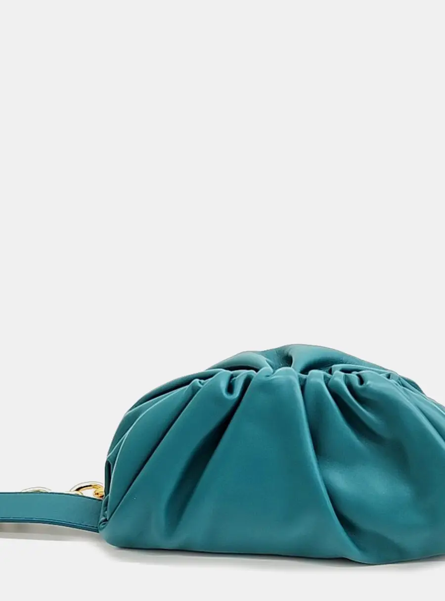 Bottega Veneta Pouch Small Blue Leather Clutch Bag