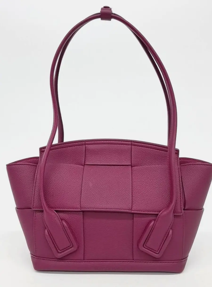 Bottega Veneta Arco Small Purple Grained Leather Top Handle Bag