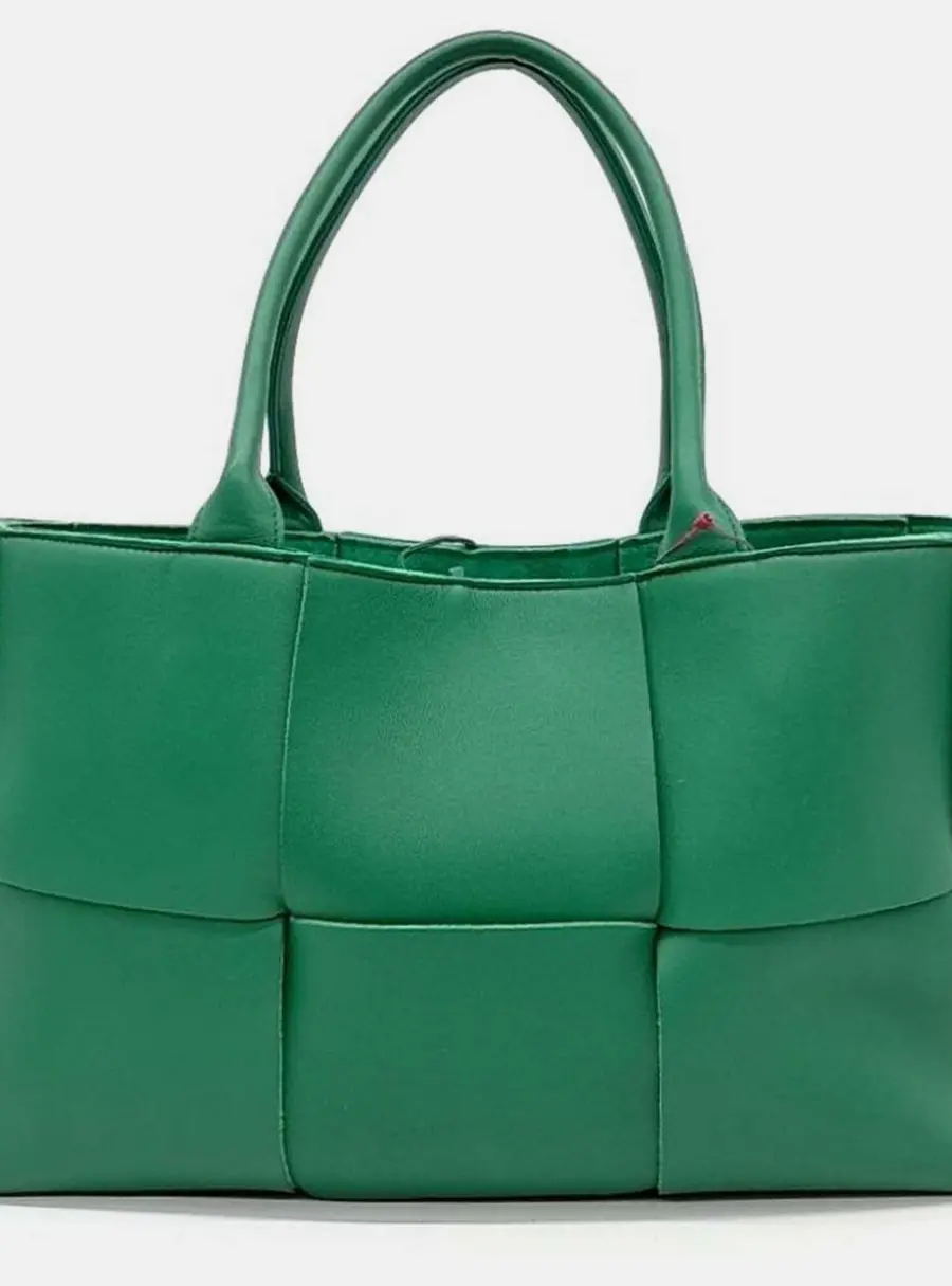 Bottega Veneta Arco Small Parakeet Green Intrecciato Leather Tote Bag