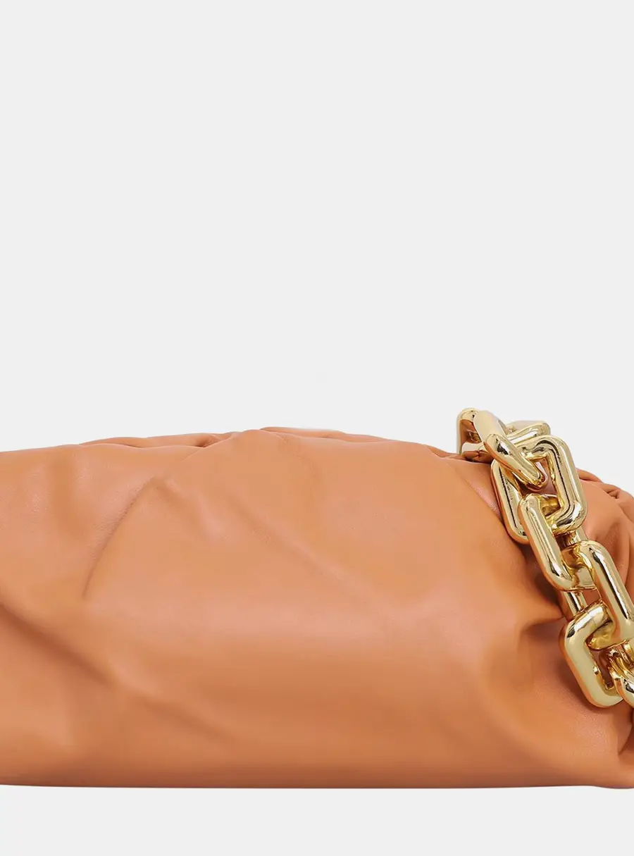 Bottega Veneta The Pouch Large Tan Lambskin Leather Shoulder Bag