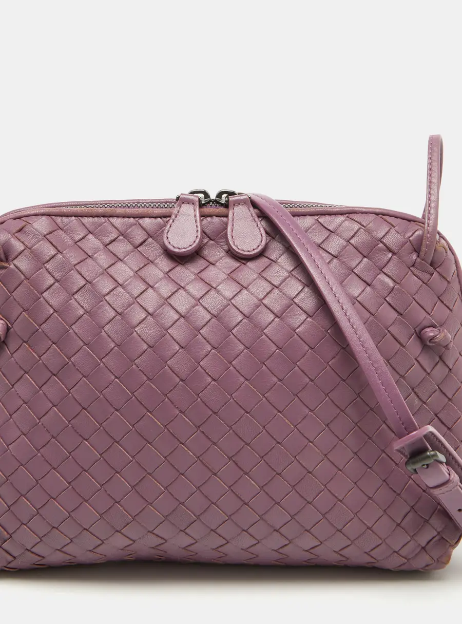 Bottega Veneta Mauve Purple Intrecciato Leather Nodini Shoulder Bag
