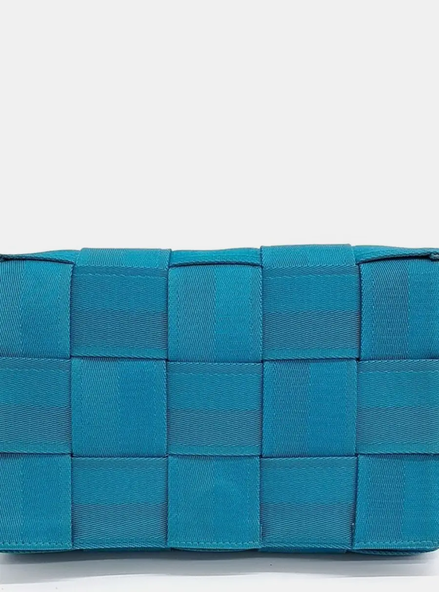 Bottega Veneta Blue Fabric Web Cassette Bag