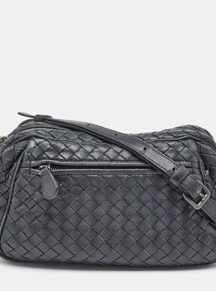 Bottega Veneta Black Intrecciato Leather Crossbody Bag