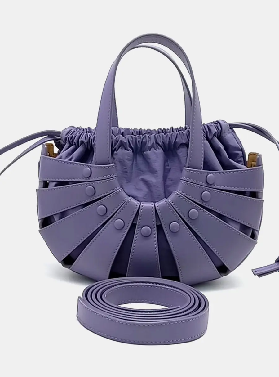 Bottega Veneta Purple Leather The Shell Tote Bag