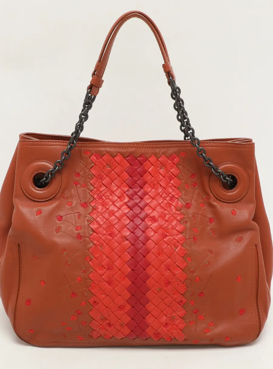 Bottega Veneta Multicolor Intrecciato Leather Floral Embroidered Shoulder Bag