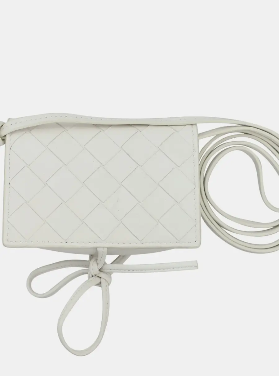 Bottega Veneta Intrecciato Mini White Nappa Leather Crossbody Bag
