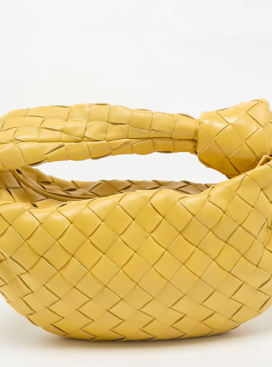 Bottega Veneta Yellow Intrecciato Leather Mini Jodie Hobo