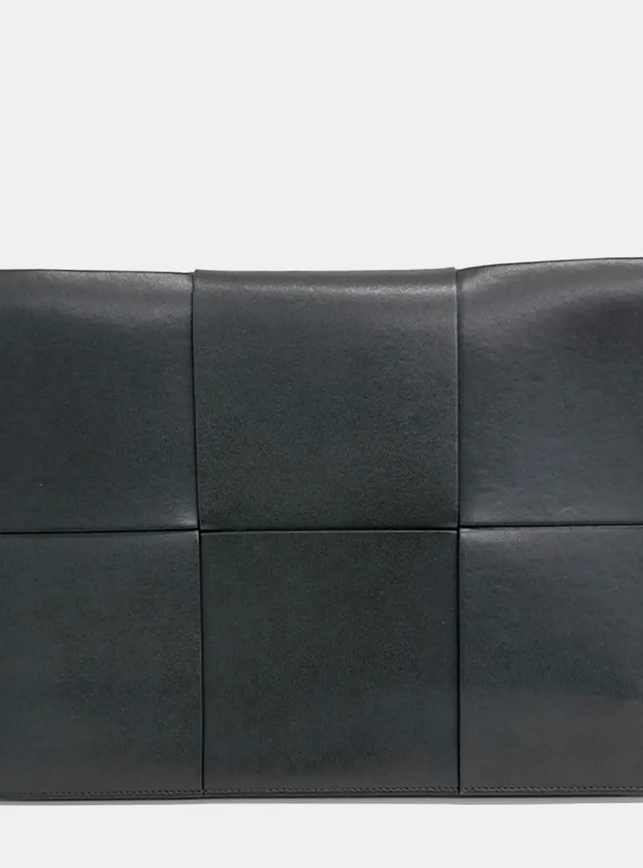 Bottega Veneta Large Maxi Intrecciato Arco Black Calfskin Leather Document Case Bag