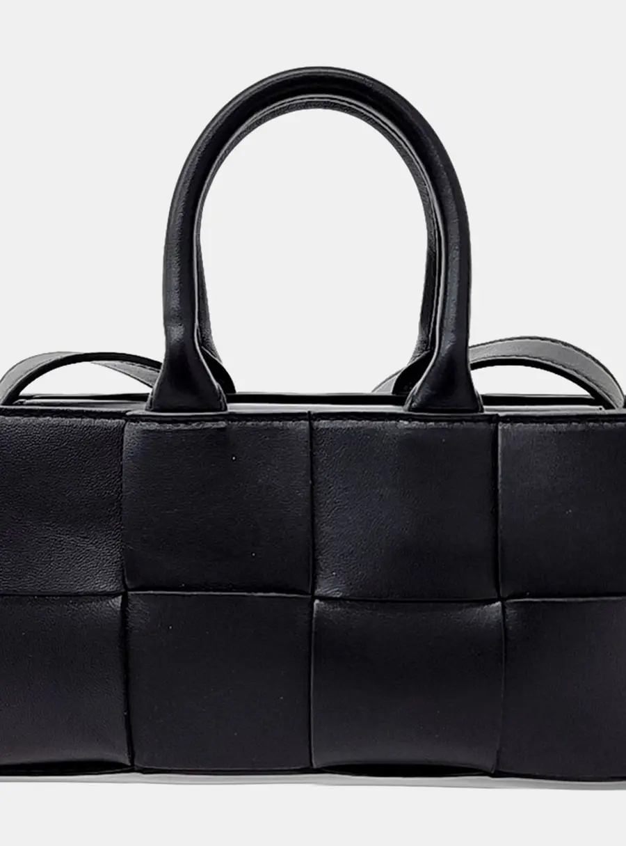 Bottega Veneta Arco Mini Black Calfskin Leather Top Handle Bag