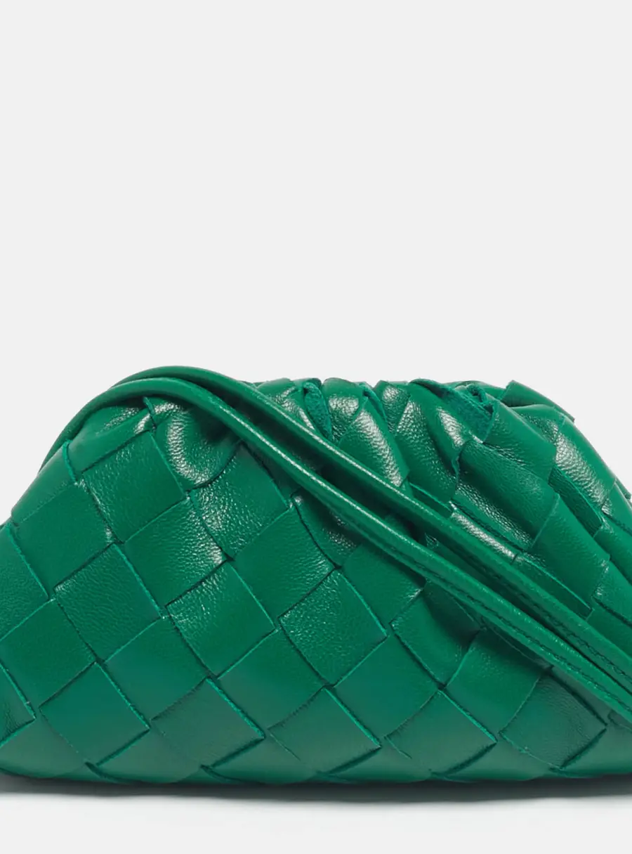 Bottega Veneta Green Intrecciato Leather Extra Mini Pouch Bag