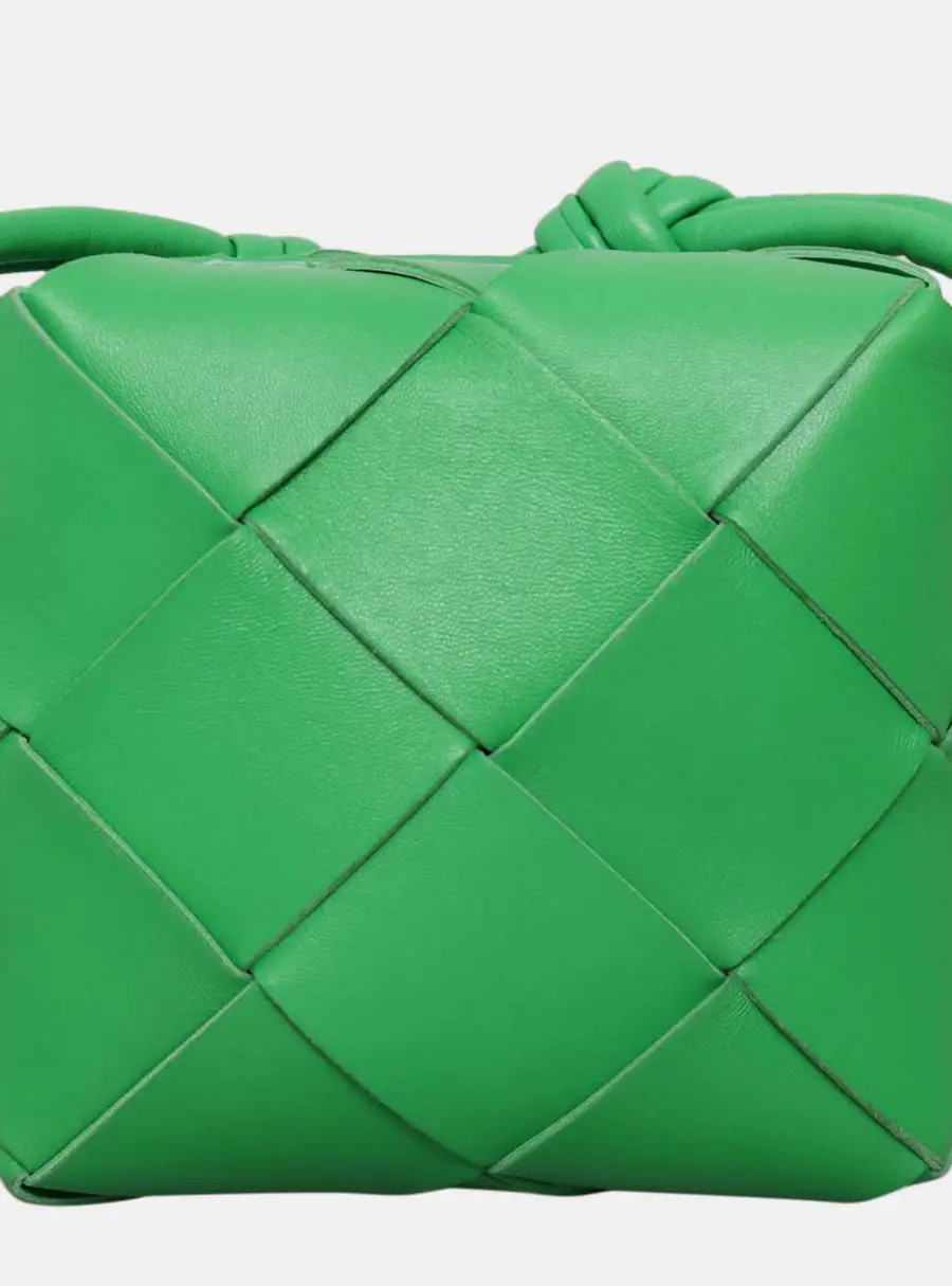 Bottega Veneta Mini Cassette Parakeet Lambskin Leather Camera Bag